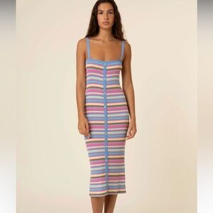 FRNCH Paris Tania striped midi dress medium ribbed stretchy